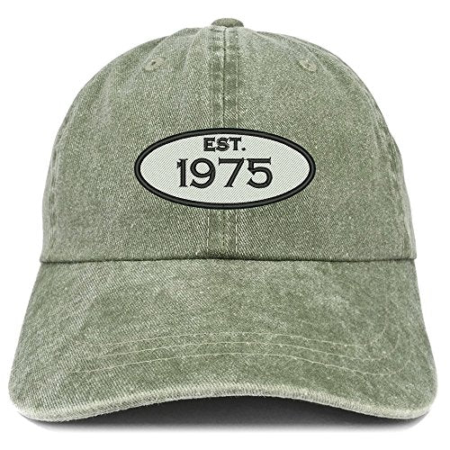 Trendy Apparel Shop Established 1975 Embroidered 46th Birthday Gift Pigment Dyed Washed Cotton Cap