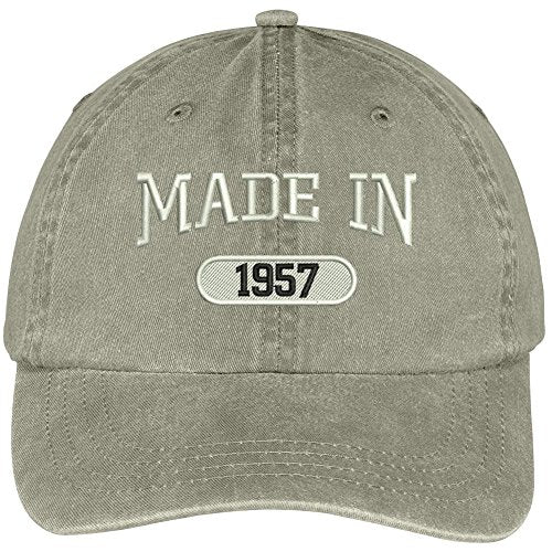 Trendy Apparel Shop 62nd Birthday - Made in 1957 Embroidered Low Profile Washed Cotton Baseball Cap