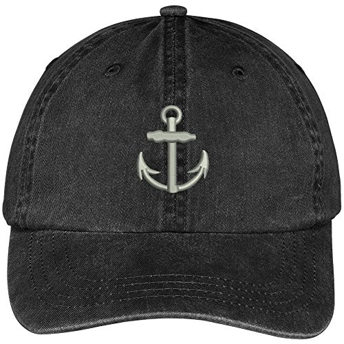 Trendy Apparel Shop Large Anchor Embroidered Soft Crown 100% Brushed Cotton Cap