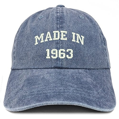 Trendy Apparel Shop Made in 1963 Text Embroidered 58th Birthday Washed Cap