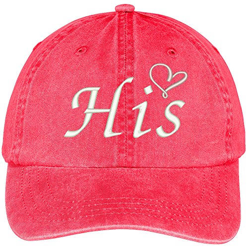 Trendy Apparel Shop His with Heart Embroidered Washed Cotton Adjustable Baseball Cap