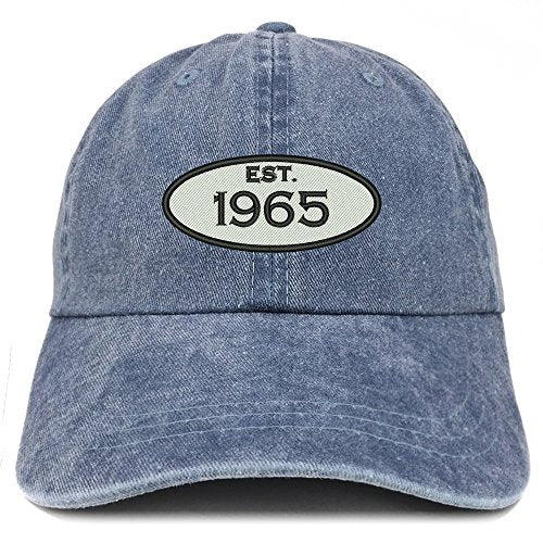 Trendy Apparel Shop Established 1965 Embroidered 56th Birthday Gift Pigment Dyed Washed Cotton Cap