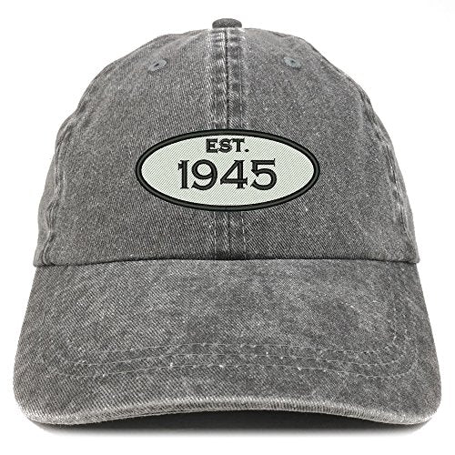 Trendy Apparel Shop Established 1945 Embroidered 76th Birthday Gift Pigment Dyed Washed Cotton Cap