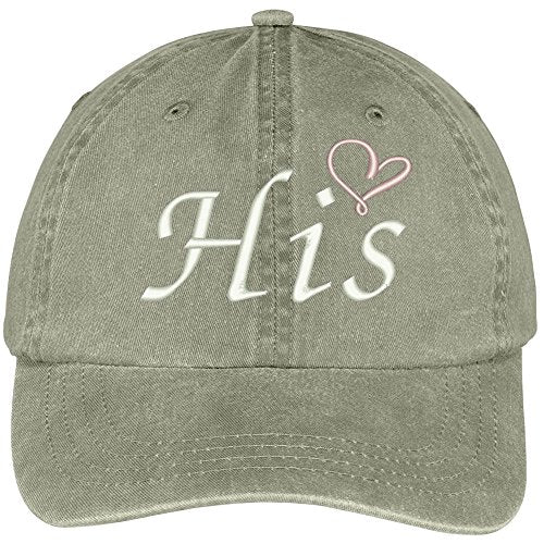 Trendy Apparel Shop His with Heart Embroidered Washed Cotton Adjustable Baseball Cap