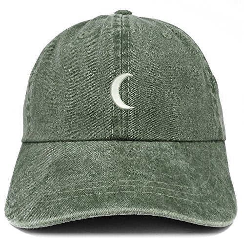 Trendy Apparel Shop Crescent Moon Embroidered Washed Cotton Adjustable Cap