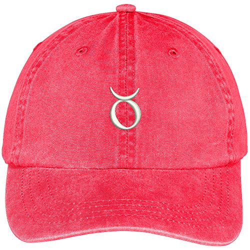 Trendy Apparel Shop Taurus Zodiac Signs Embroidered Soft Crown 100% Brushed Cotton Cap