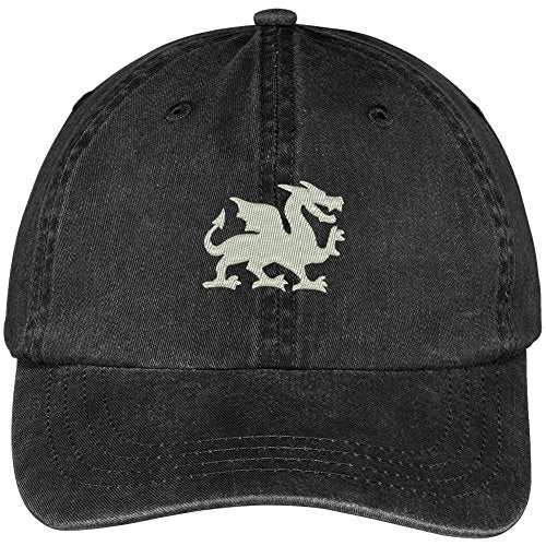 Trendy Apparel Shop Dragon Embroidered Washed Soft Cotton Adjustable Baseball Cap