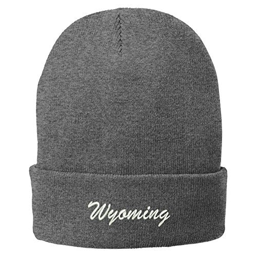 Trendy Apparel Shop Wyoming Embroidered Winter Folded Long Beanie