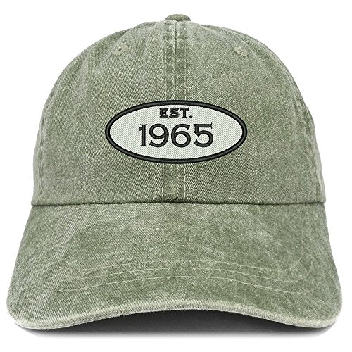 Trendy Apparel Shop Established 1965 Embroidered 56th Birthday Gift Pigment Dyed Washed Cotton Cap