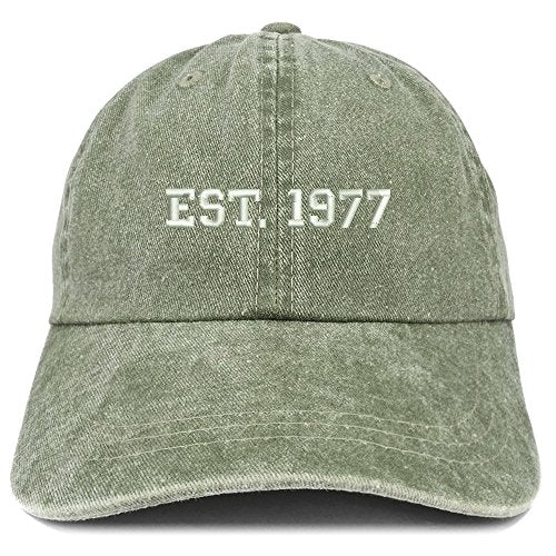 Trendy Apparel Shop EST 1977 Embroidered - 44th Birthday Gift Pigment Dyed Washed Cap