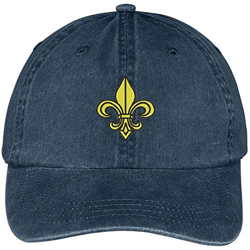 Trendy Apparel Shop Fleur De Lis Embroidered Pigment Dyed Washed Cotton Baseball Cap