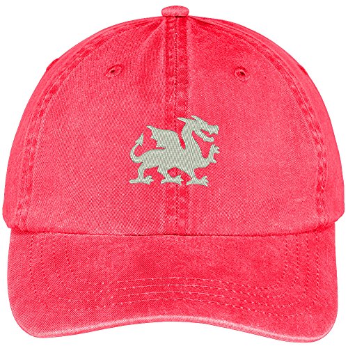 Trendy Apparel Shop Dragon Embroidered Washed Soft Cotton Adjustable Baseball Cap