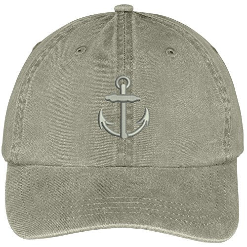 Trendy Apparel Shop Large Anchor Embroidered Soft Crown 100% Brushed Cotton Cap