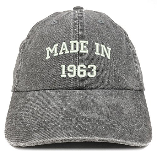 Trendy Apparel Shop Made in 1963 Text Embroidered 58th Birthday Washed Cap