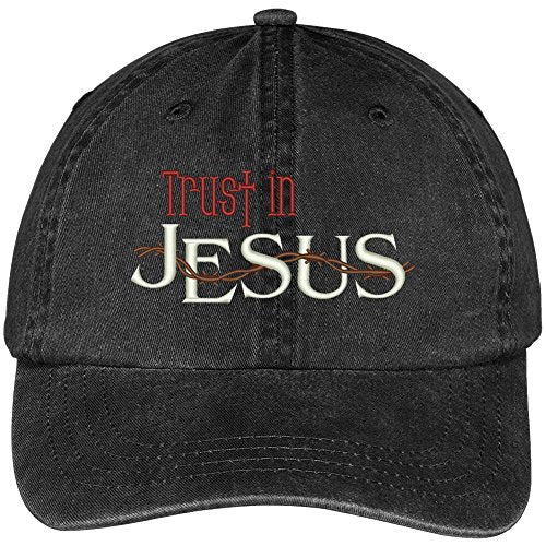 Trendy Apparel Shop Trust in Jesus Embroidered Cotton Washed Baseball Cap