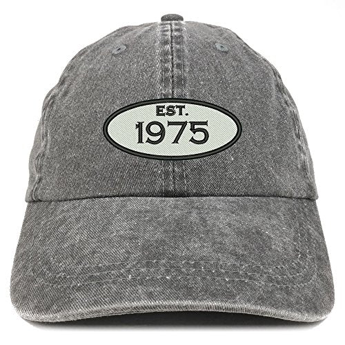 Trendy Apparel Shop Established 1975 Embroidered 46th Birthday Gift Pigment Dyed Washed Cotton Cap