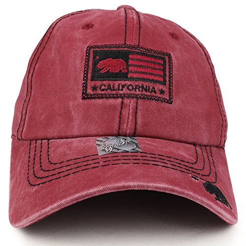 Trendy Apparel Shop California Flag with Cali Bear Embroidered Unstructured Baseball Cap