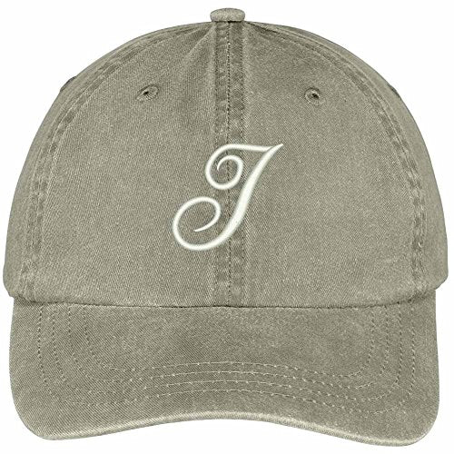 Trendy Apparel Shop Letter I Script Monogram Font Embroidered Washed Cotton Cap