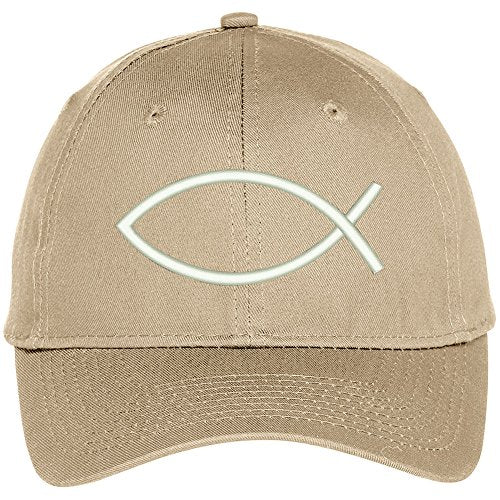 Big Size Fish Emblem on Khaki Adjustable Cap