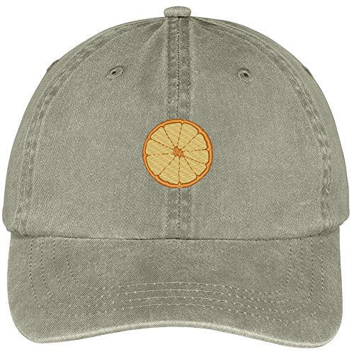 Trendy Apparel Shop Orange Fruit Embroidered Pigment Dyed Washed Cotton Baseball Cap