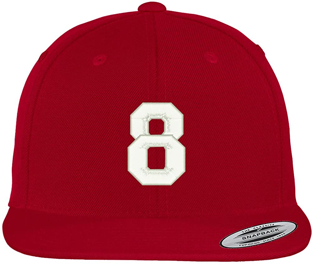 Trendy Apparel Shop Number 8 Collegiate Varsity Font Embroidered Flat Bill Snapback Cap