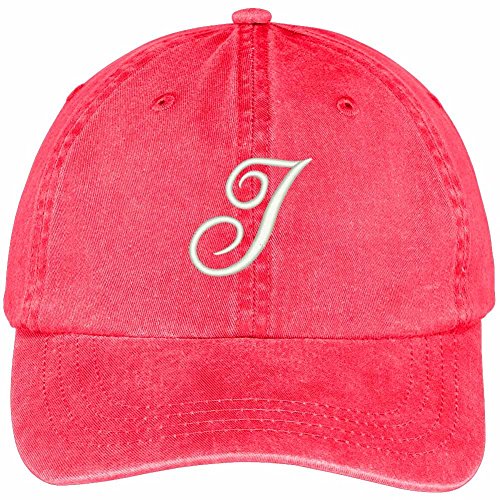 Trendy Apparel Shop Letter I Script Monogram Font Embroidered Washed Cotton Cap