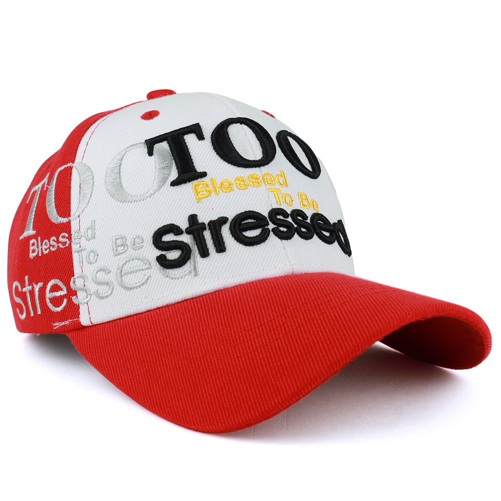 Trendy Apparel Shop Too Blessed To Be Stressed 3D Embroidered Christian Theme Adjustable Baseball Cap