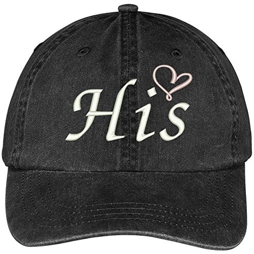 Trendy Apparel Shop His with Heart Embroidered Washed Cotton Adjustable Baseball Cap