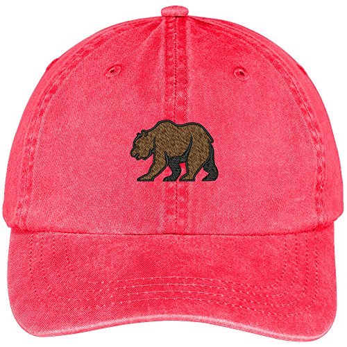 Trendy Apparel Shop Bear Embroidered Washed Soft Cotton Adjustable Baseball Cap