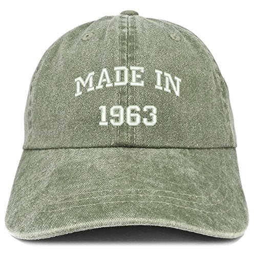 Trendy Apparel Shop Made in 1963 Text Embroidered 58th Birthday Washed Cap