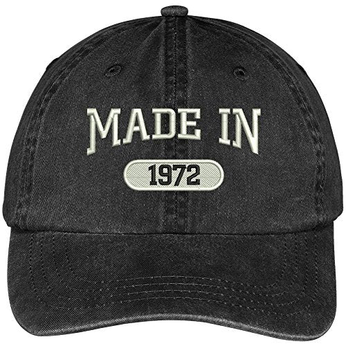 Trendy Apparel Shop 47th Birthday - Made in 1972 Embroidered Low Profile Washed Cotton Baseball Cap