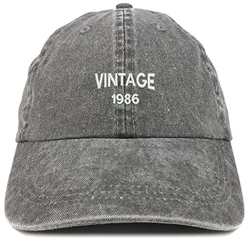 Trendy Apparel Shop Small Vintage 1986 Embroidered 35th Birthday Washed Pigment Dyed Cap