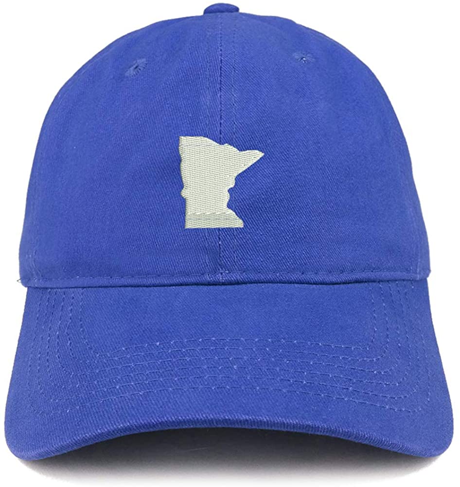 Trendy Apparel Shop Minnesota State Map Embroidered Low Profile Soft Cotton Brushed Baseball Cap