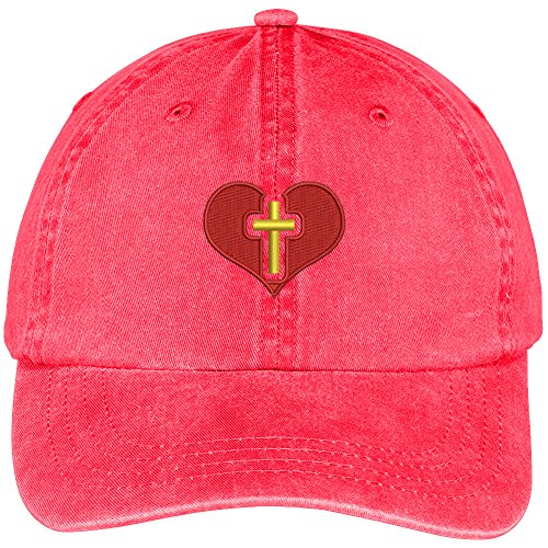 Trendy Apparel Shop Christian Heart Embroidered Soft Crown 100% Brushed Cotton Cap