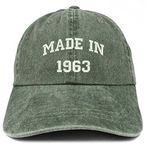 Trendy Apparel Shop Made in 1963 Text Embroidered 58th Birthday Washed Cap