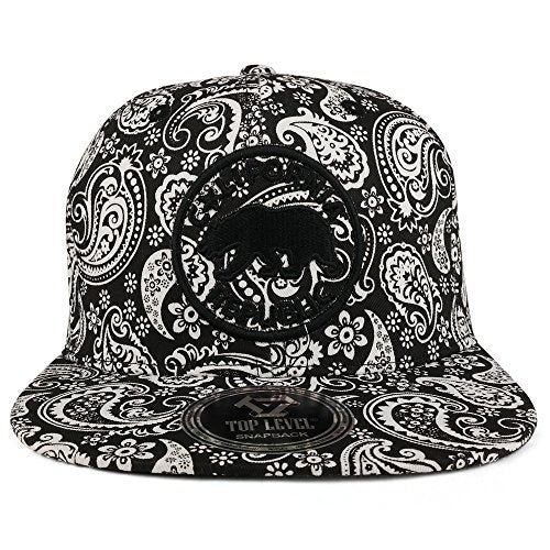 Trendy Apparel Shop California Bear 3D Embroidered Paisley Print Flat Bill Snapback Cap