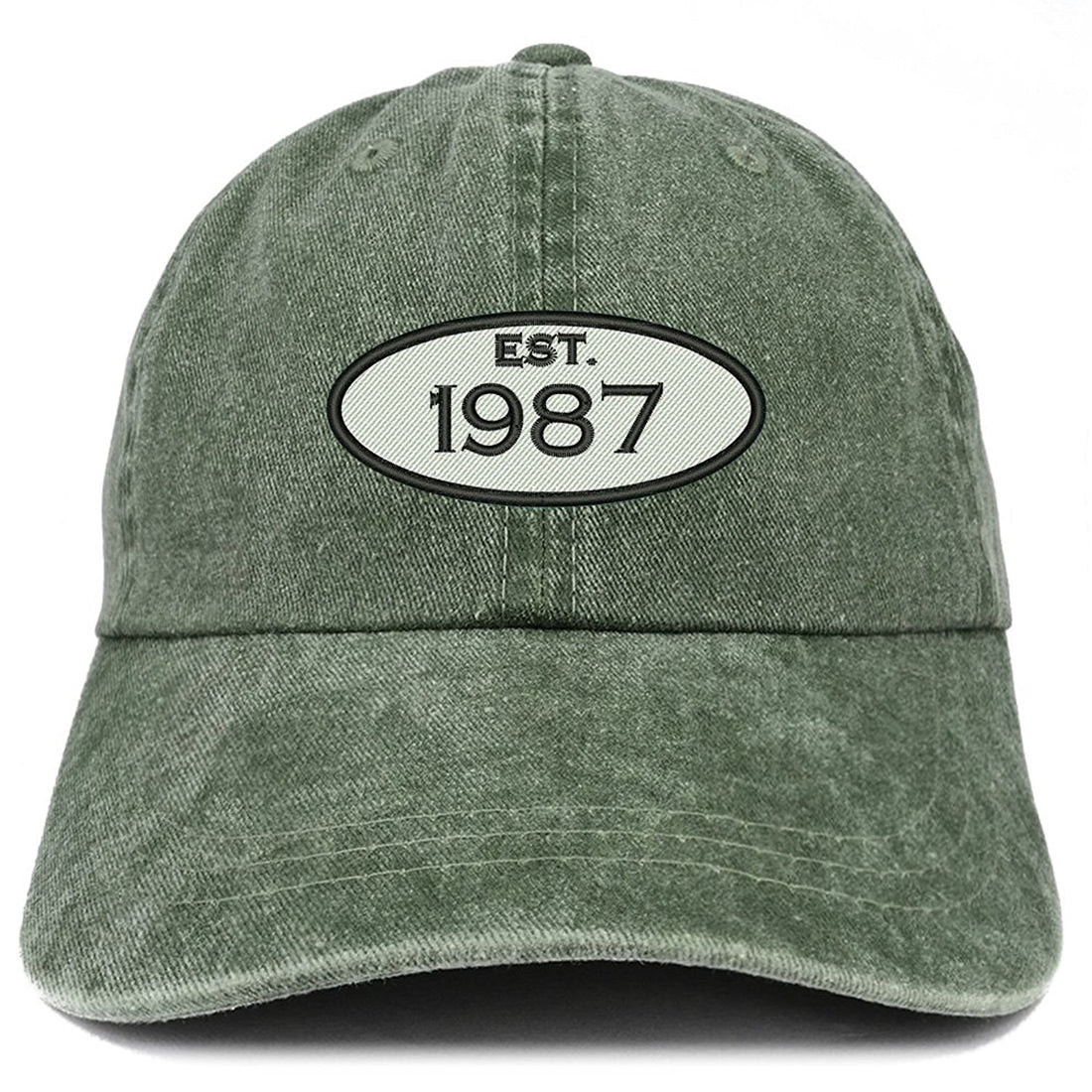 Trendy Apparel Shop Established 1987 Embroidered 32nd Birthday Gift Pigment Dyed Washed Cotton Cap