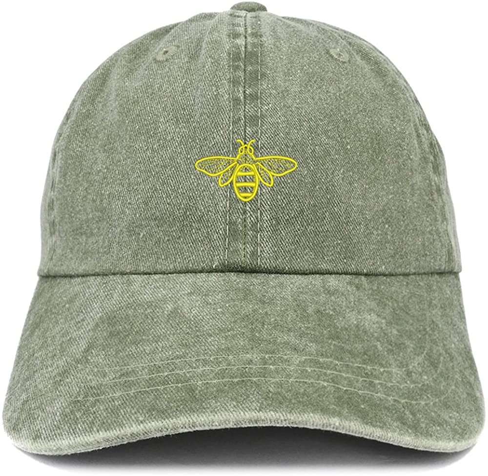 Trendy Apparel Shop Bee Embroidered Washed Cotton Adjustable Cap - Light Blue