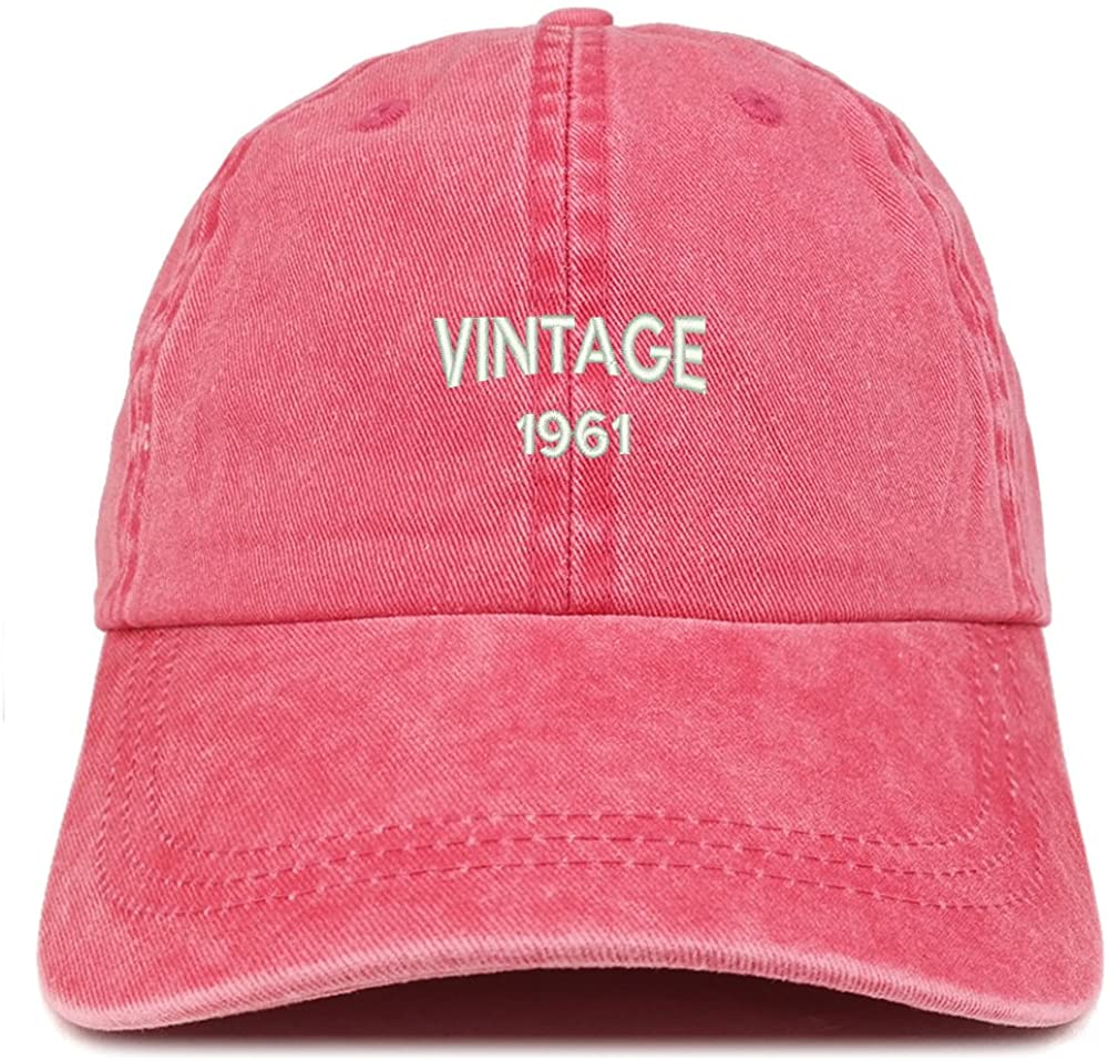 Trendy Apparel Shop Small Vintage 1960 Embroidered 58th Birthday Washed Pigment Dyed Cap