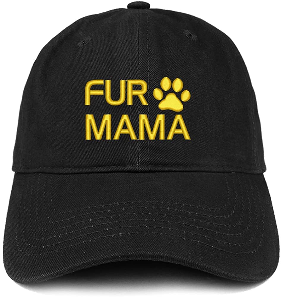 Trendy Apparel Shop Fur Mama Paw Print Embroidered Soft Cotton Dad Hat- Black