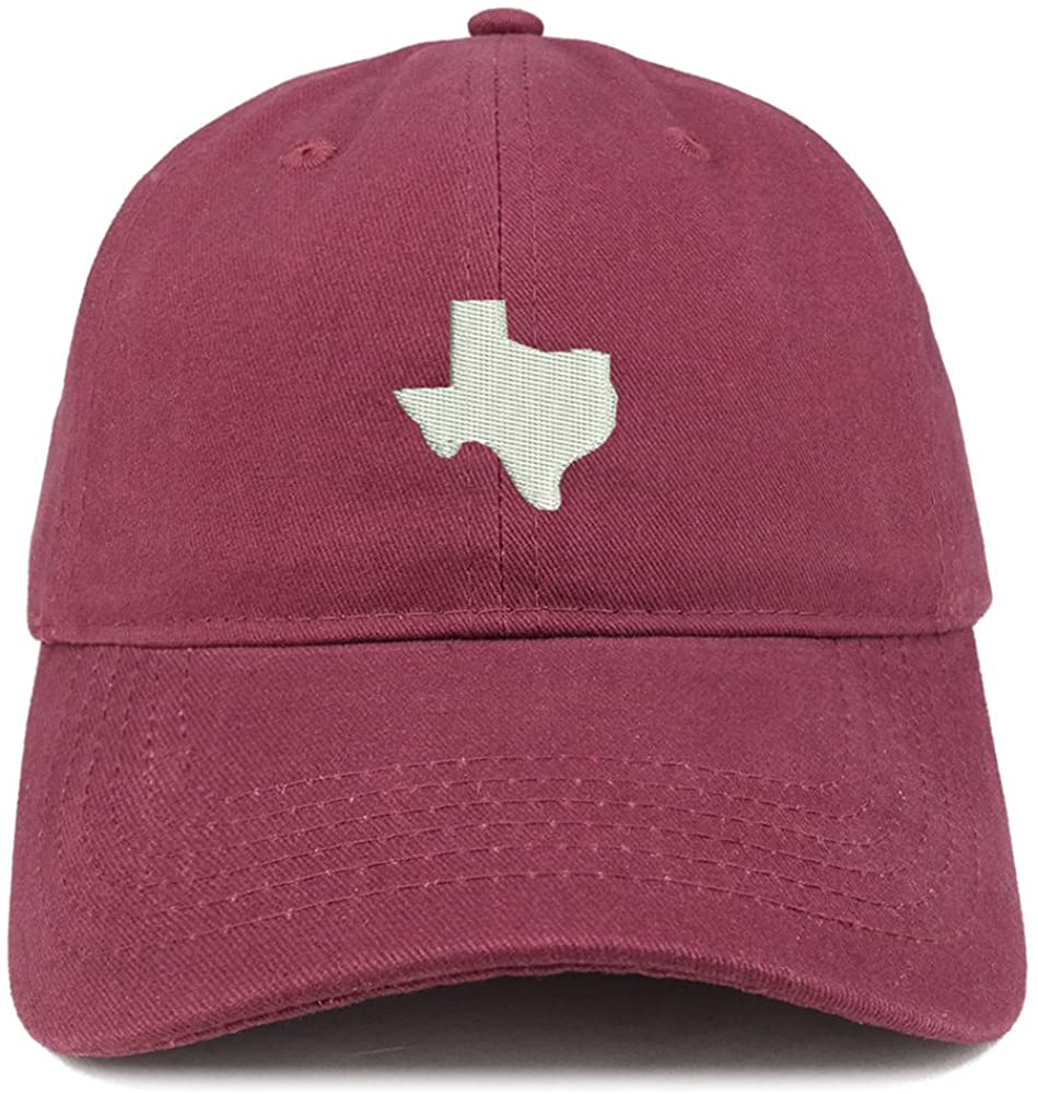 Trendy Apparel Shop Texas State Map Embroidered Low Profile Soft Cotton Brushed Baseball Cap