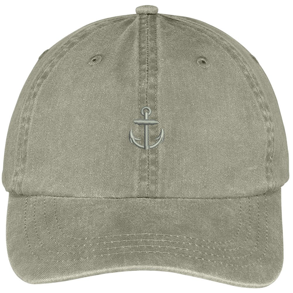 Trendy Apparel Shop Mini Anchor Embroidered Soft Crown 100% Brushed Cotton Cap