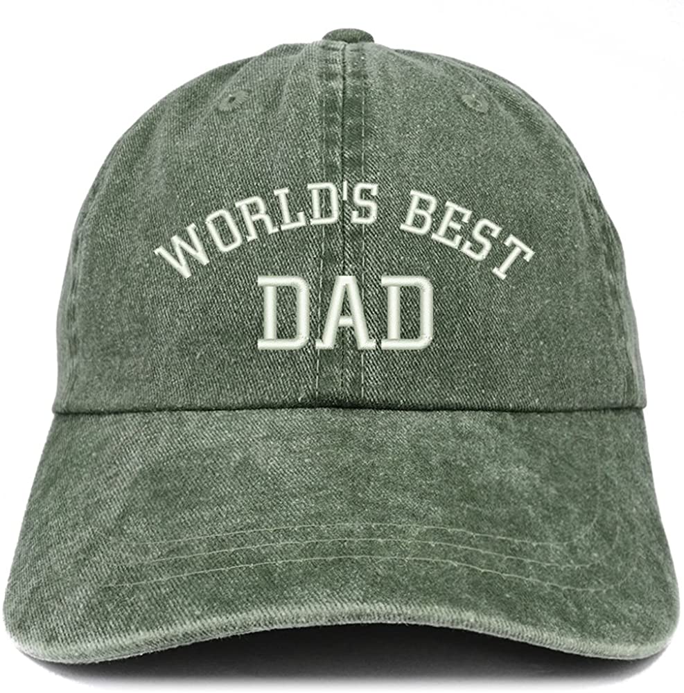 Trendy Apparel Shop World's Best Dad Embroidered Pigment Dyed Low Profile Cotton Cap