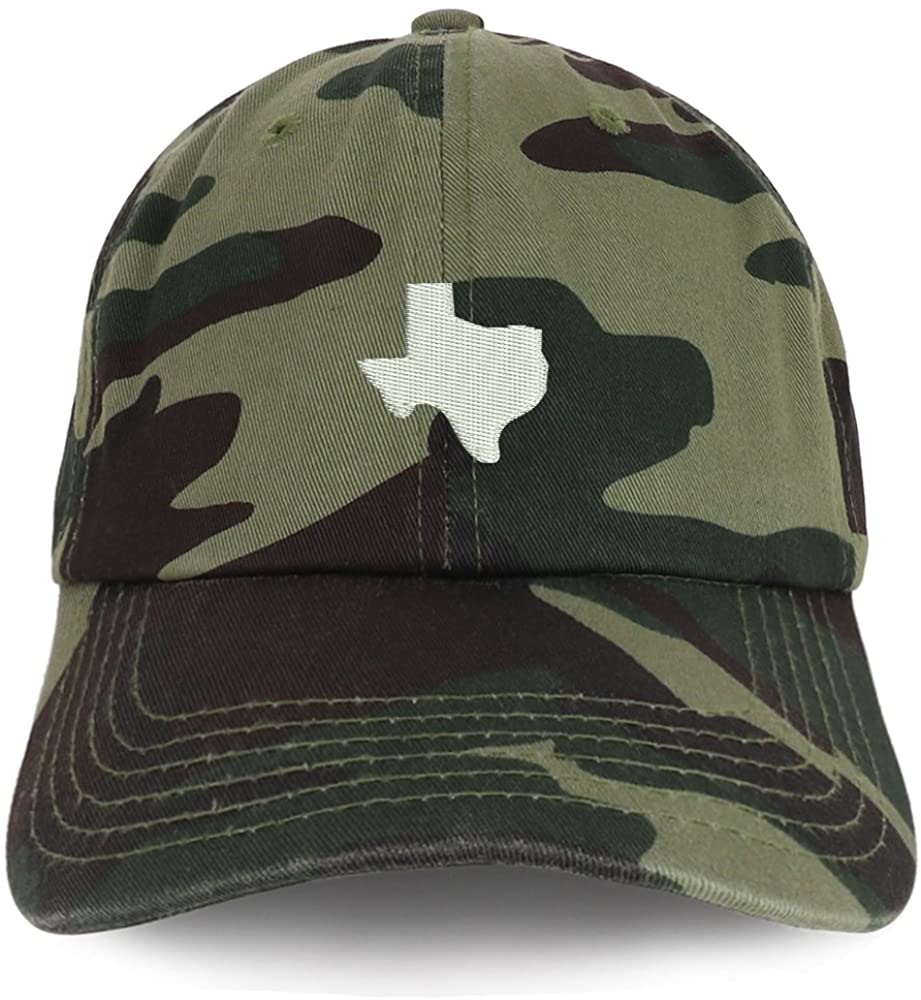 Trendy Apparel Shop Texas State Map Embroidered Low Profile Soft Cotton Brushed Baseball Cap