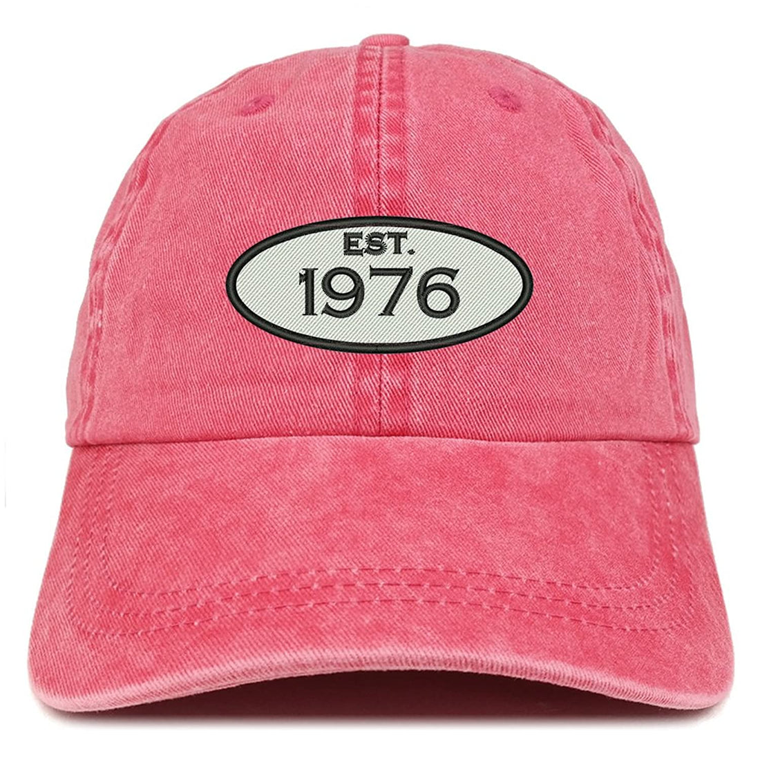 Trendy Apparel Shop Established 1976 Embroidered 42nd Birthday Gift Pigment Dyed Washed Cotton Cap - Red