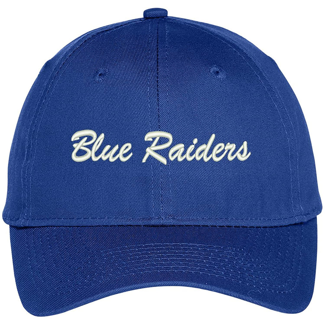 Trendy Apparel Shop Blue Raiders Embroidered Team Nickname Mascot Cap - Royal