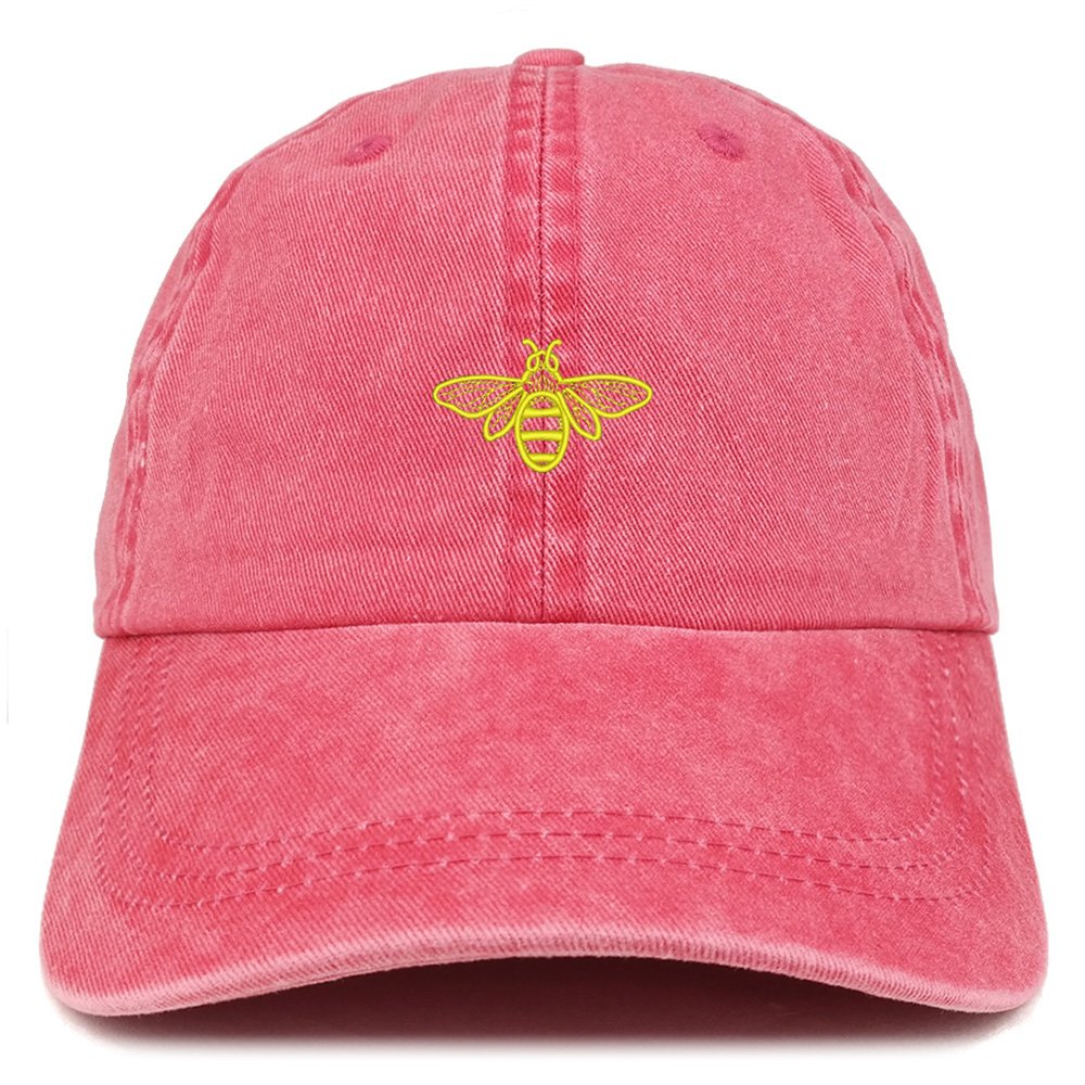 Trendy Apparel Shop Bee Embroidered Washed Cotton Adjustable Cap - Light Blue