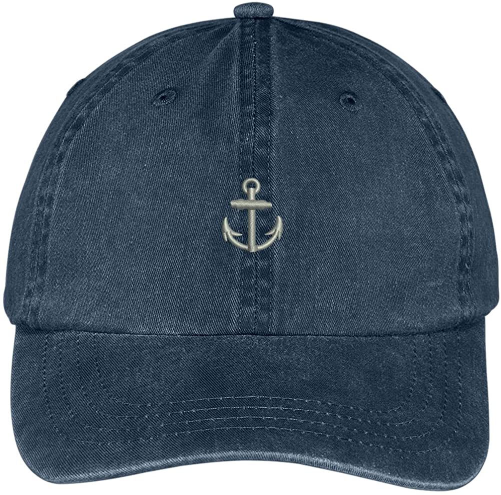 Trendy Apparel Shop Mini Anchor Embroidered Soft Crown 100% Brushed Cotton Cap