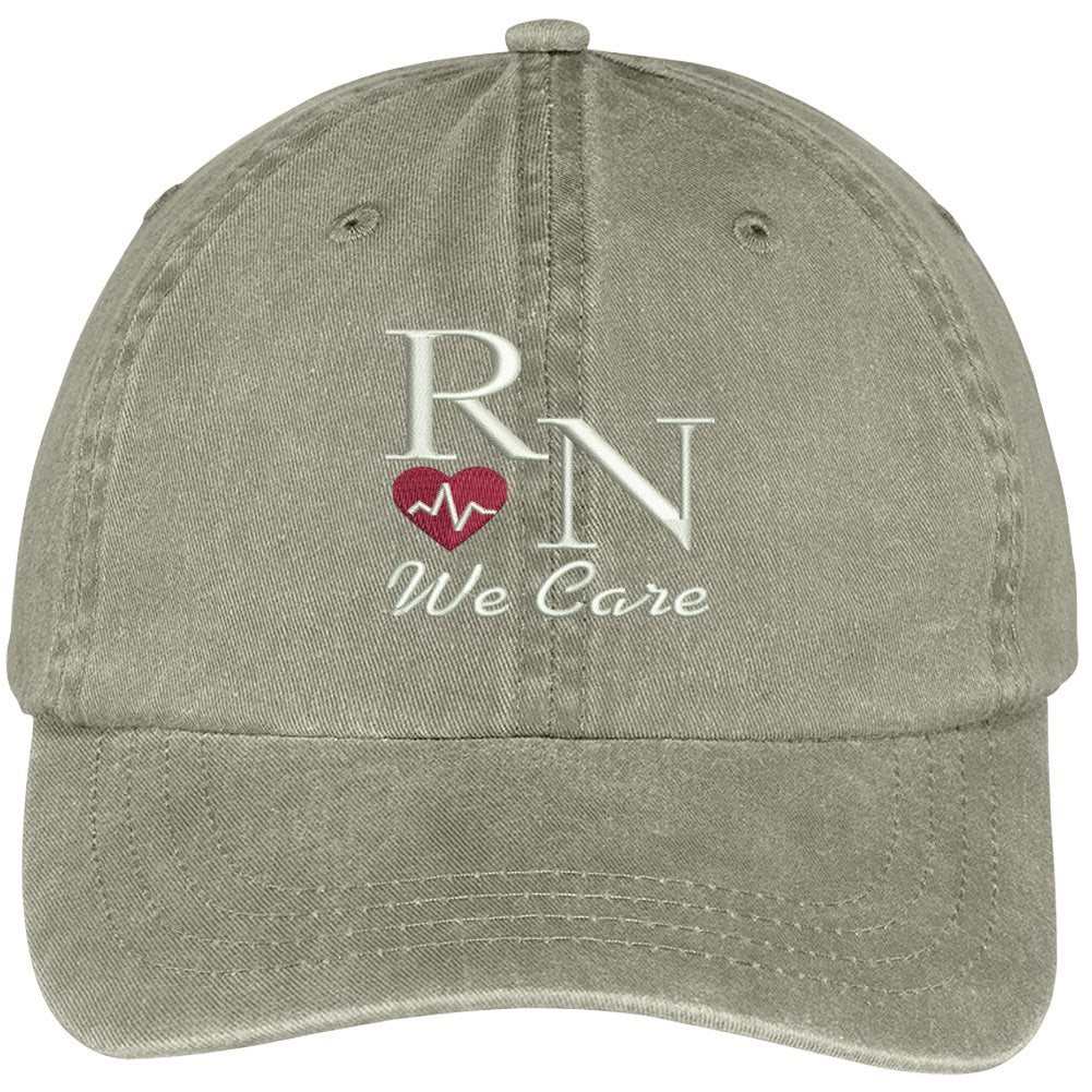 Trendy Apparel Shop Nurses Care Embroidered Soft Crown 100% Brushed Cotton Cap