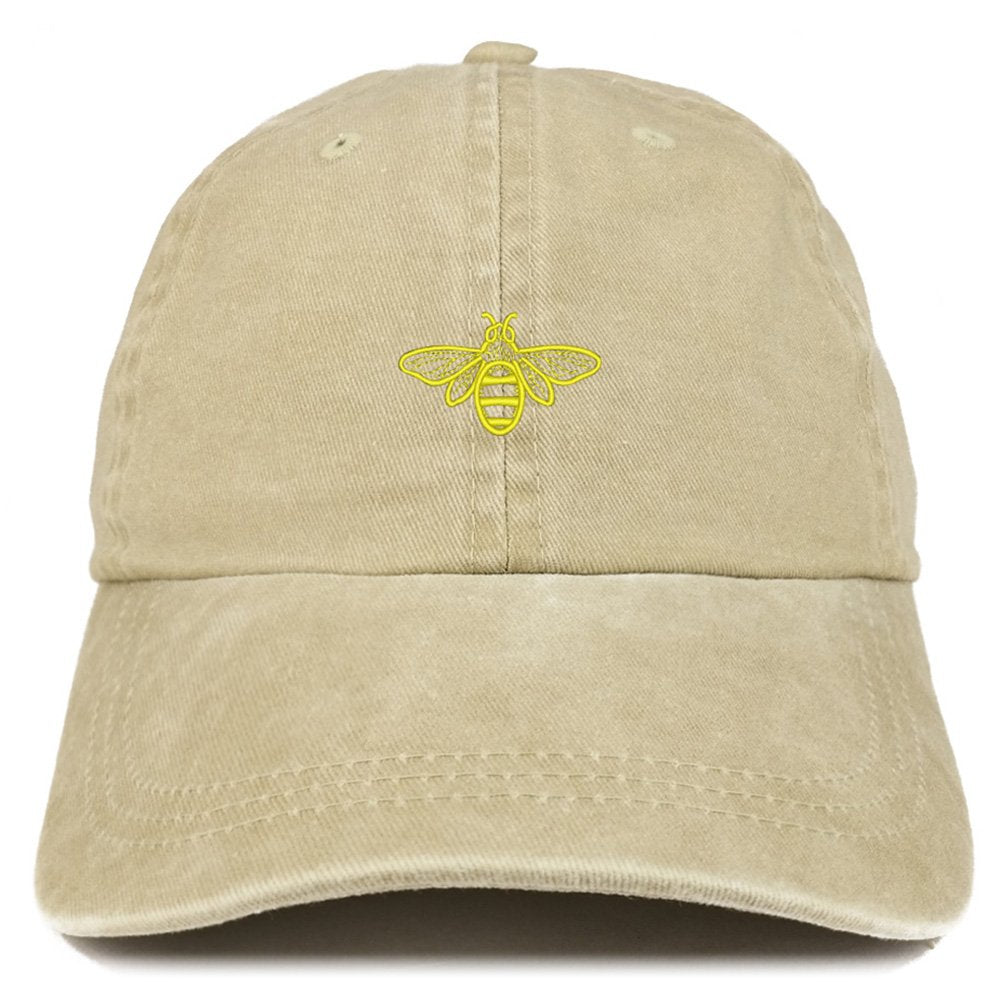 Trendy Apparel Shop Bee Embroidered Washed Cotton Adjustable Cap - Light Blue